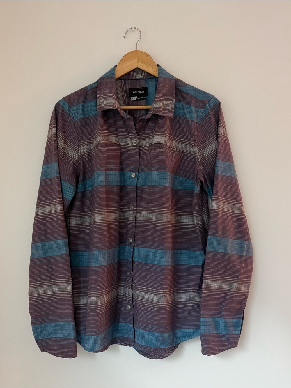 Marmot Long Sleeve Striped Hiking Shirt Women’s Large